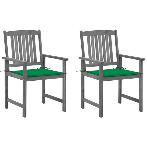 vidaXL Garden Chair Set of 2 Grey Solid Acacia wood Medium Durable