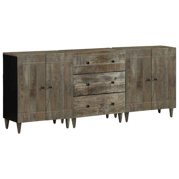 vidaXL Sideboard Light Grey Solid Mango Wood, Engineered Wood, Metal
