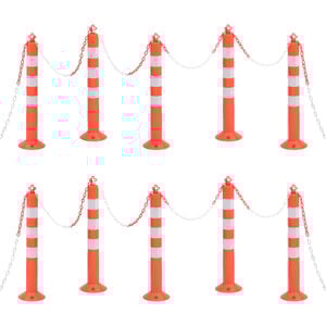 vidaXL Traffic Control Bollards 10 pcs with Chain 29.5 " PE