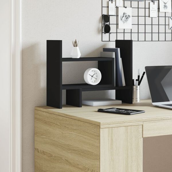 vidaXL Desk Organiser Black 15.2x6.7x15.4" Engineered wood