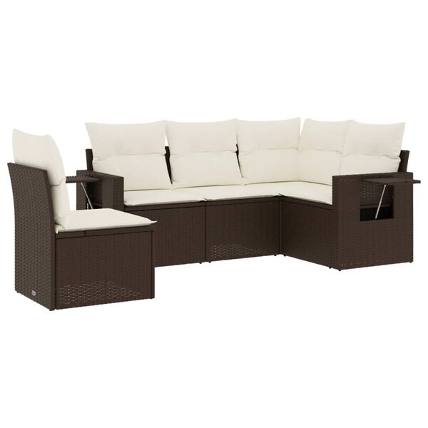 vidaXL Garden Sofa Set Brown, Cream White