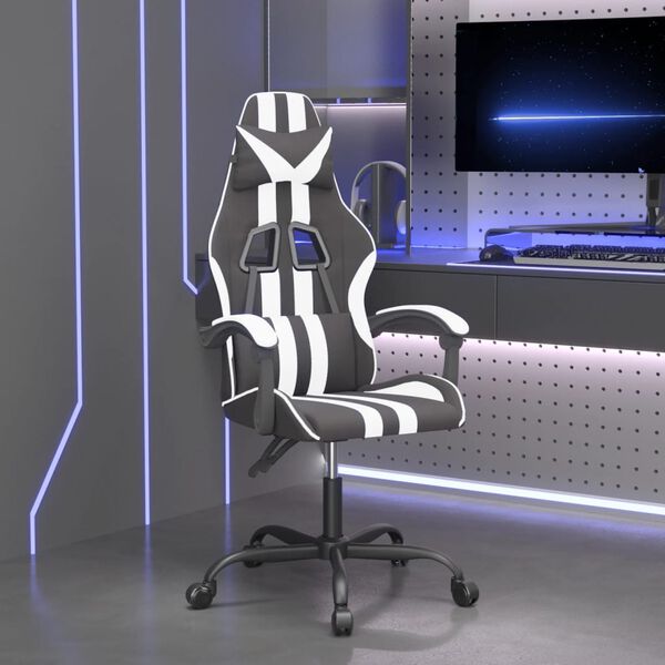 vidaXL Gaming Chair Black and White Faux Leather