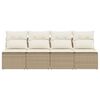 vidaXL Garden Sofa Beige PE Rattan Four-seater Adjustable Feet