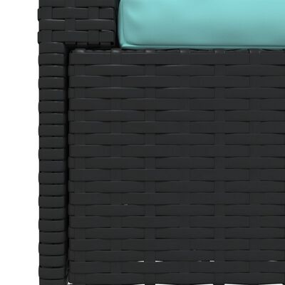 vidaXL Patio Loveseat with Cushions Black Poly Rattan