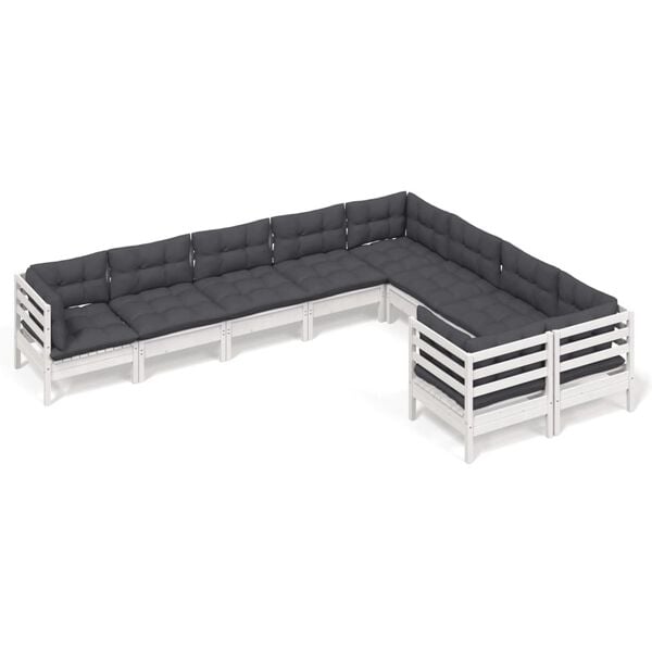 vidaXL Garden Lounge Set White and Anthracite