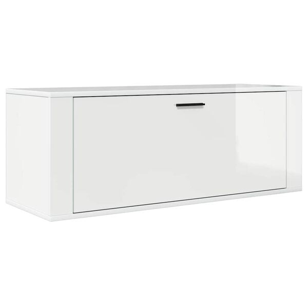 vidaXL Wall Shoe Cabinet High gloss white Engineered wood Compact