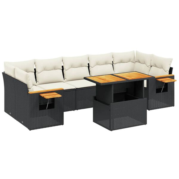 vidaXL Garden Sofa Set Black, Cream White