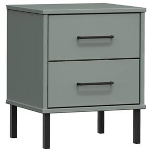 vidaXL Bedside Cabinet Grey Solid pine wood Compact Drawers