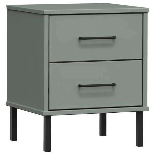 vidaXL Bedside Cabinet Grey Solid pine wood Compact Drawers