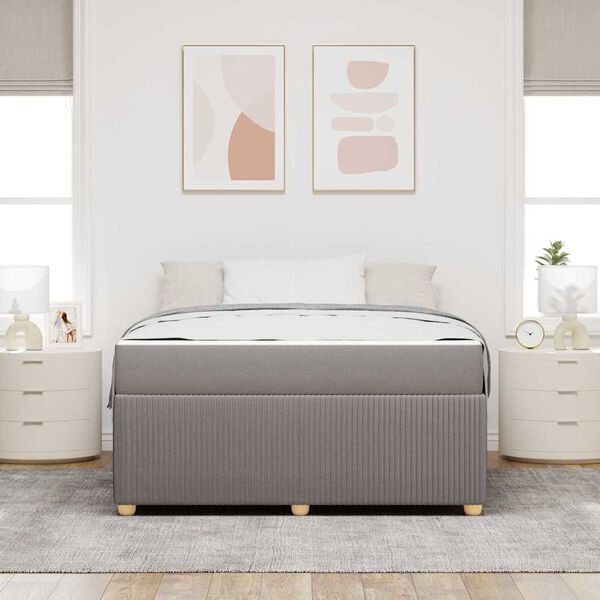 vidaXL Bed Frame with Mattress Taupe 55.1" x 78.7" fabric