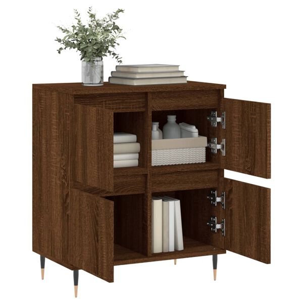 vidaXL Sideboard Brown Oak Engineered Wood, Metal Medium Sideboard