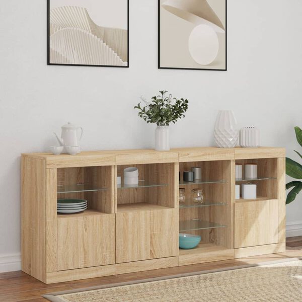 vidaXL Sideboard Sonoma oak Engineered wood, glass Medium Sideboard