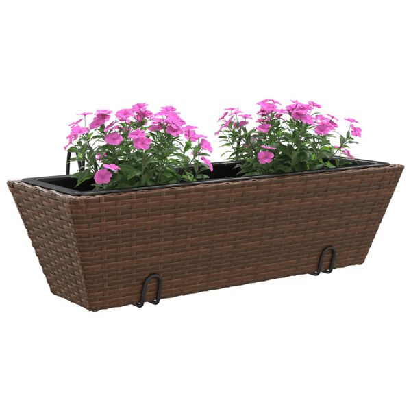 vidaXL Planter Brown Poly Rattan Medium Tough Planter Trapezoidal