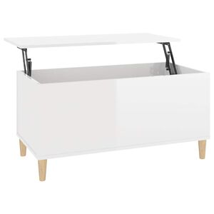 vidaXL Coffee Table High gloss white Engineered wood, solid eucalyptus wood