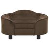 vidaXL Dog Sofa Brown Plush, solid pine wood, foam 26.4 x 18.5 x 14.2 in