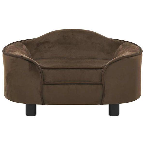 vidaXL Dog Sofa Brown Plush, solid pine wood, foam 26.4 x 18.5 x 14.2 in