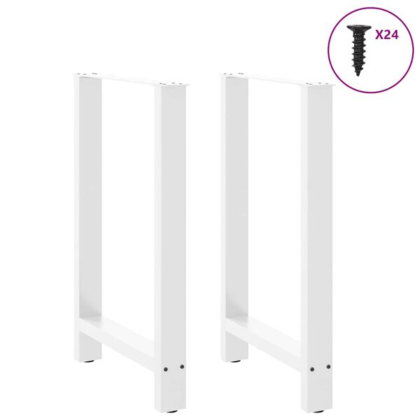 vidaXL Coffee Table Leg Set of 2 White Powder-coated steel Adjustable