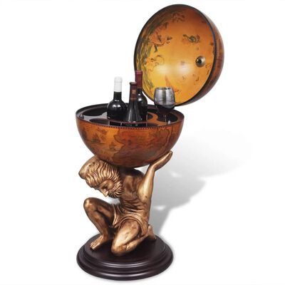 vidaXL Globe Bar Wine Stand Atlas Design 16.5"x16.5"x33.5"