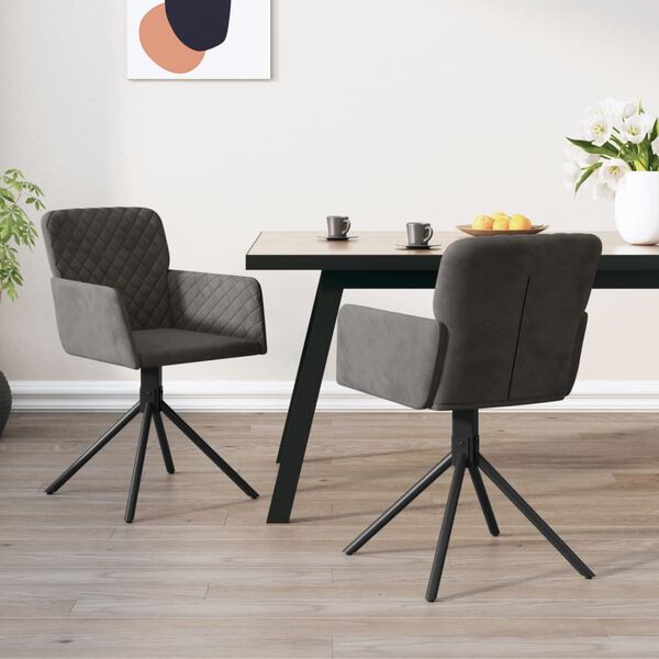 vidaXL Swivel Dining Chair Set of 2 Dark Grey