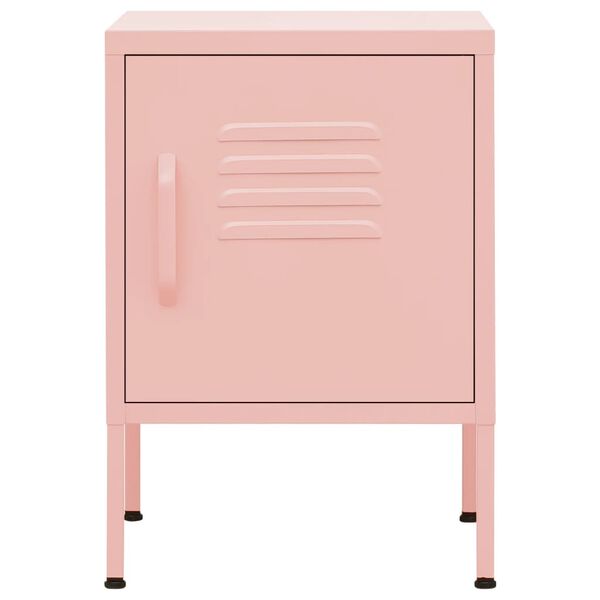 vidaXL Nightstand Set of 2 Pink Steel Small Nightstand Square