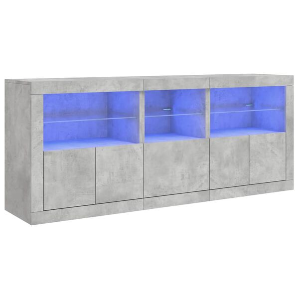 vidaXL Sideboard Concrete grey Engineered wood, glass Large Sideboard