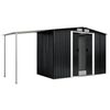vidaXL Garden Shed Anthracite Galvanized Steel Large Sliding Components