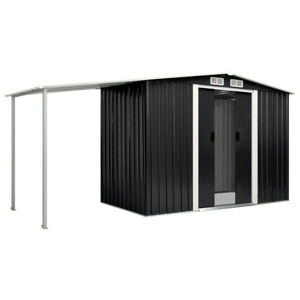 vidaXL Garden Shed Anthracite Galvanized Steel Large Sliding Components