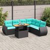 vidaXL 7 Piece Patio Sofa Set with Cushions Black Poly Rattan
