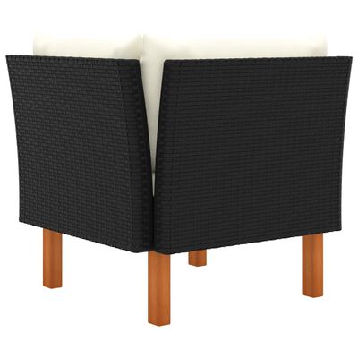 vidaXL Corner Sofas 2 pcs Poly Rattan and Solid Eucalyptus Wood