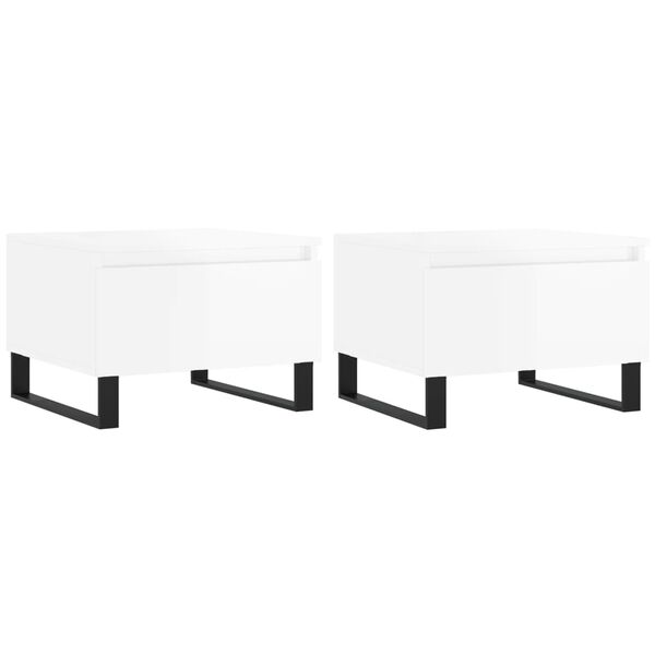 vidaXL Coffee Table Set of 2 High Gloss White Engineered Wood, Metal