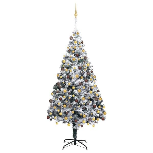 vidaXL Artificial Christmas Tree White 70.9" PVC and Steel and Plastic