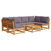 vidaXL Garden Lounge Set Dark grey cushions, natural wood