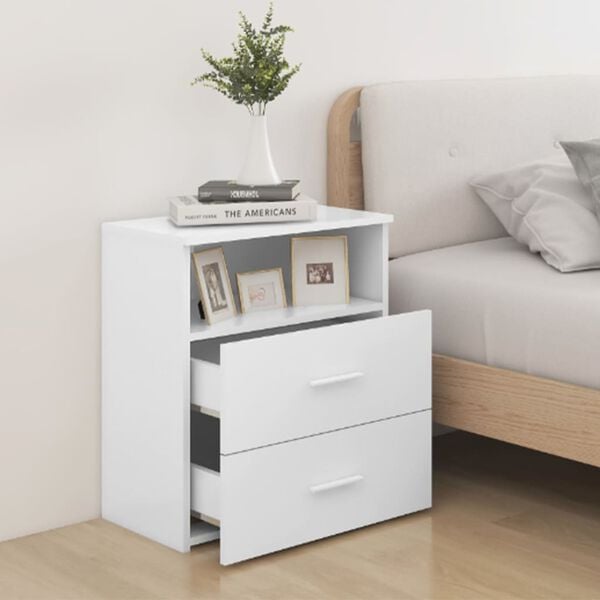vidaXL Bed Cabinet White Sturdy Engineered Wood Medium