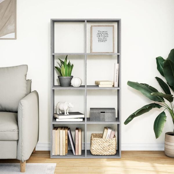 vidaXL Room Divider Bookcase Gray Sonoma Engineered Wood