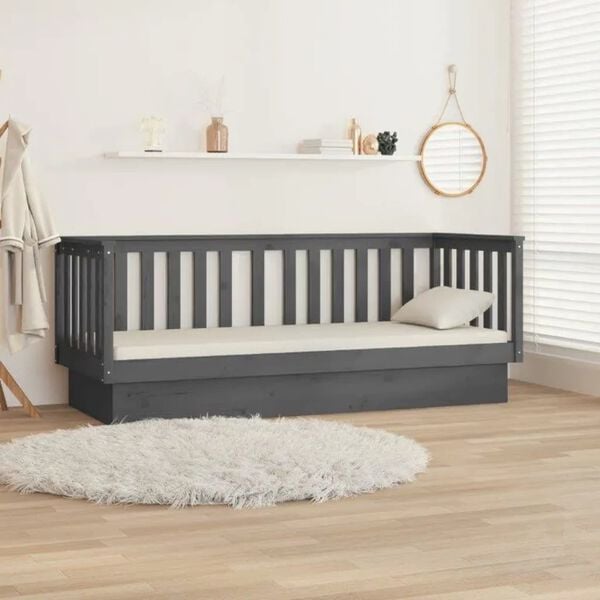 vidaXL Day Bed Gray Solid pine wood Twin