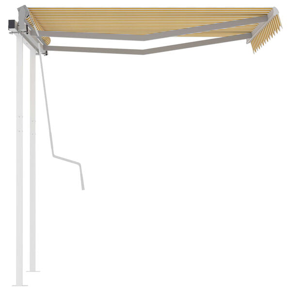 vidaXL Retractable Awning Yellow and White Aluminum frame, polyester fabric
