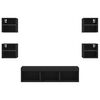 vidaXL TV Wall Unit Set of 7 Black Engineered Wood, Glass Large