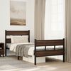 vidaXL Bed Frame Brown Oak Steel, Engineered Wood Small Single Bed Frame