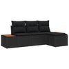 vidaXL Garden Sofa Set with Cushion 4 pcs Black Synthetic: Poly Rattan
