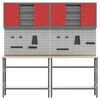 vidaXL Work Bench Set with Shelf 8 pcs Red 200 x 55 x 200 cm Steel