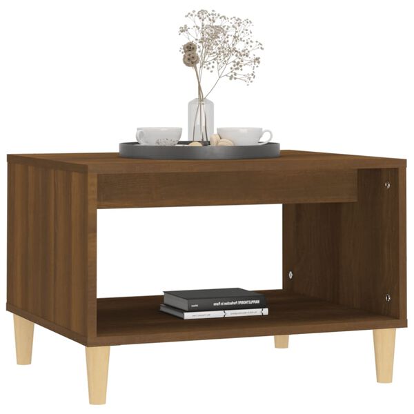vidaXL Coffee Table Brown Oak Engineered wood, solid eucalyptus wood