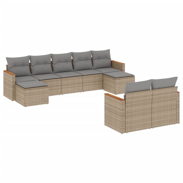 vidaXL Garden Sofa Set Beige, Light Grey