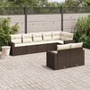 vidaXL Garden Sofa Set Brown, Cream White PE Rattan, Fabric (100% polyester)
