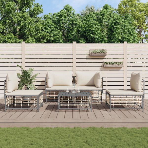 vidaXL Garden Lounge Set Anthracite Poly Rattan Standard Modular