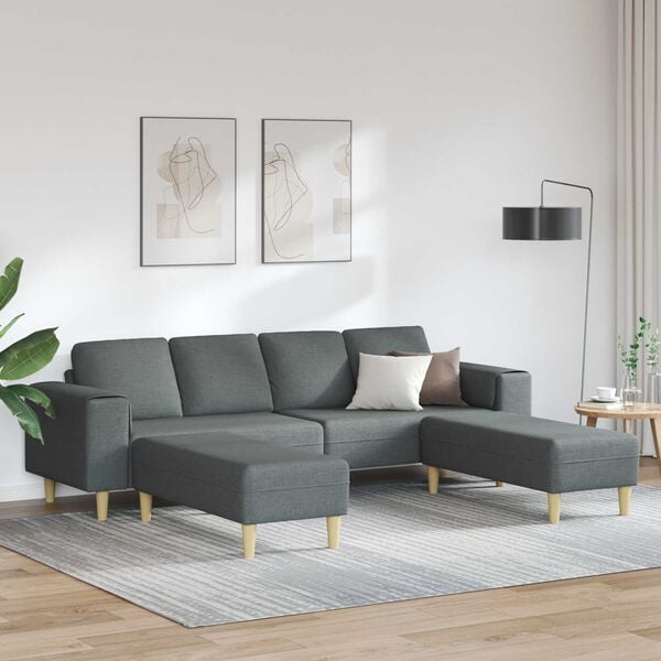 vidaXL Living Room Couch 3 pcs Dark Grey Polyester