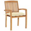 vidaXL Garden Chair Set of 8 Cream white and teak Teak wood and polyester