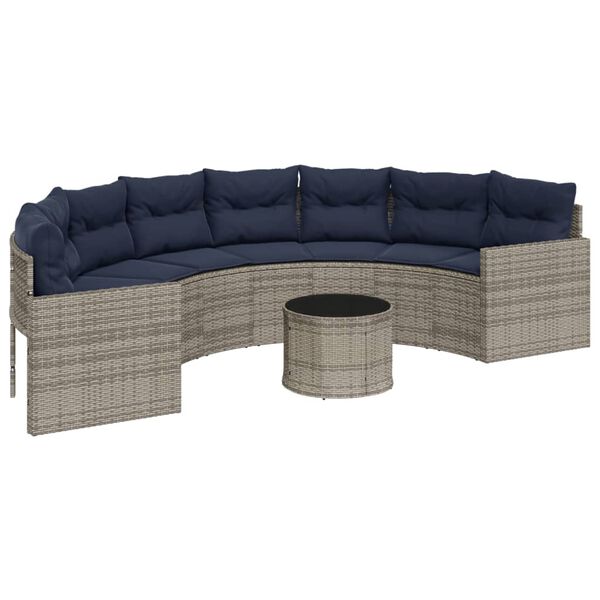 vidaXL Patio Sofa Gray, Navy blue