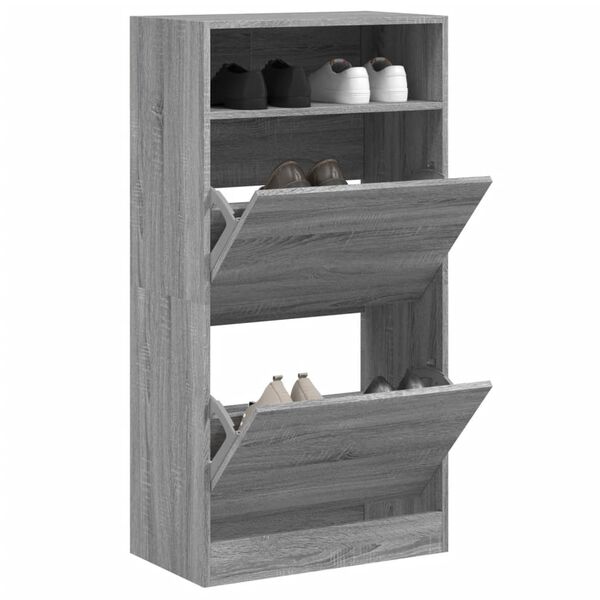 vidaXL Shoe Cabinet Grey Sonoma Engineered Wood Compact Shoe Cabinet
