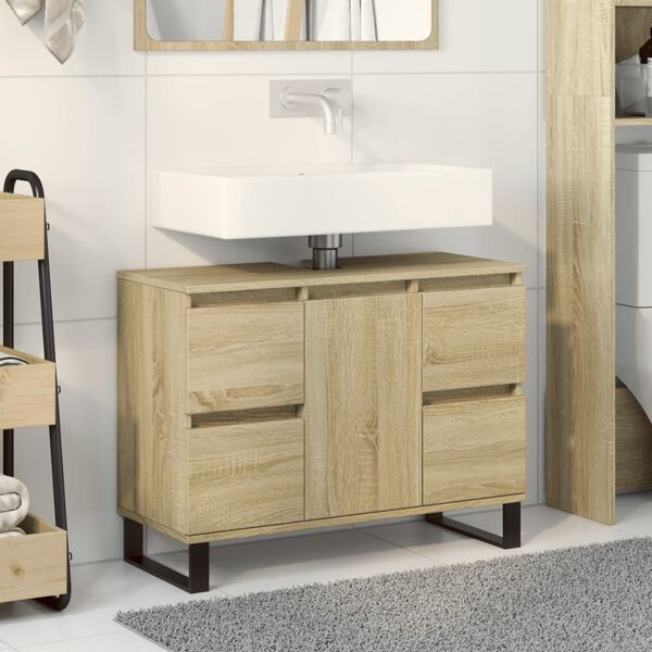 vidaXL Bathroom Cabinet Sonoma oak Engineered wood 31.5x13.0x23.6 in