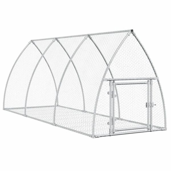 vidaXL Rabbit Hutch Silver Galvanized Steel Durable Rabbit Hutch